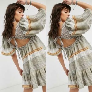 New Free People "All Lined Up Mini Dress"